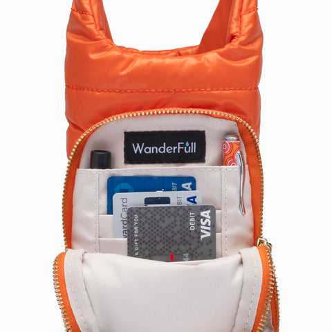 WanderFull HydroBag Clementine Orange Matte Crossbody with Printed Strap