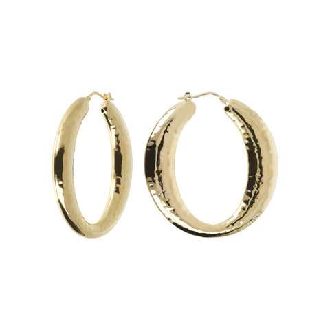 Bellissimo Bronzo Italian 1-3/4" Electroform Hammered Hoop Earrings
