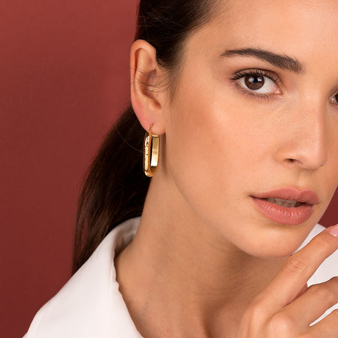 Bellissimo Bronzo Italian Hammered Elongated Hoop Earrings