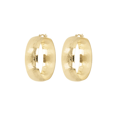 Bellissimo Bronzo Italian 1-1/2" Pave Round Hoop Earrings