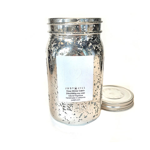 Just Jill Cozy Winter Cabin Mason Jar Candle 24 oz