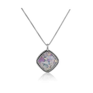 Danny Newfeld Sterling Silver Roman Glass Diamond-Shape Bead Pendant