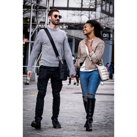 Black Matte WanderFull Water bottle bag with interchangeable strap Crossbody bag 