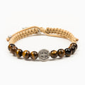My Saint My Hero Cream/Tigers Eye/Silver Wake Up and Pray Meditation Bracelet