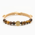 My Saint My Hero Cream/Tigers Eye/Gold Wake Up and Pray Meditation Bracelet