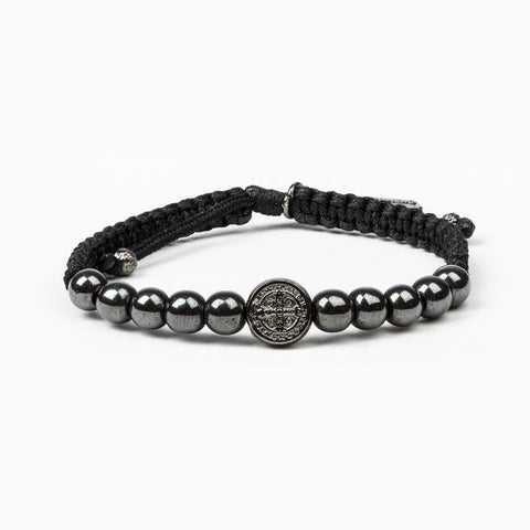 My Saint My Hero Black/Hematite/Jet Wake Up and Pray Meditation Bracelet